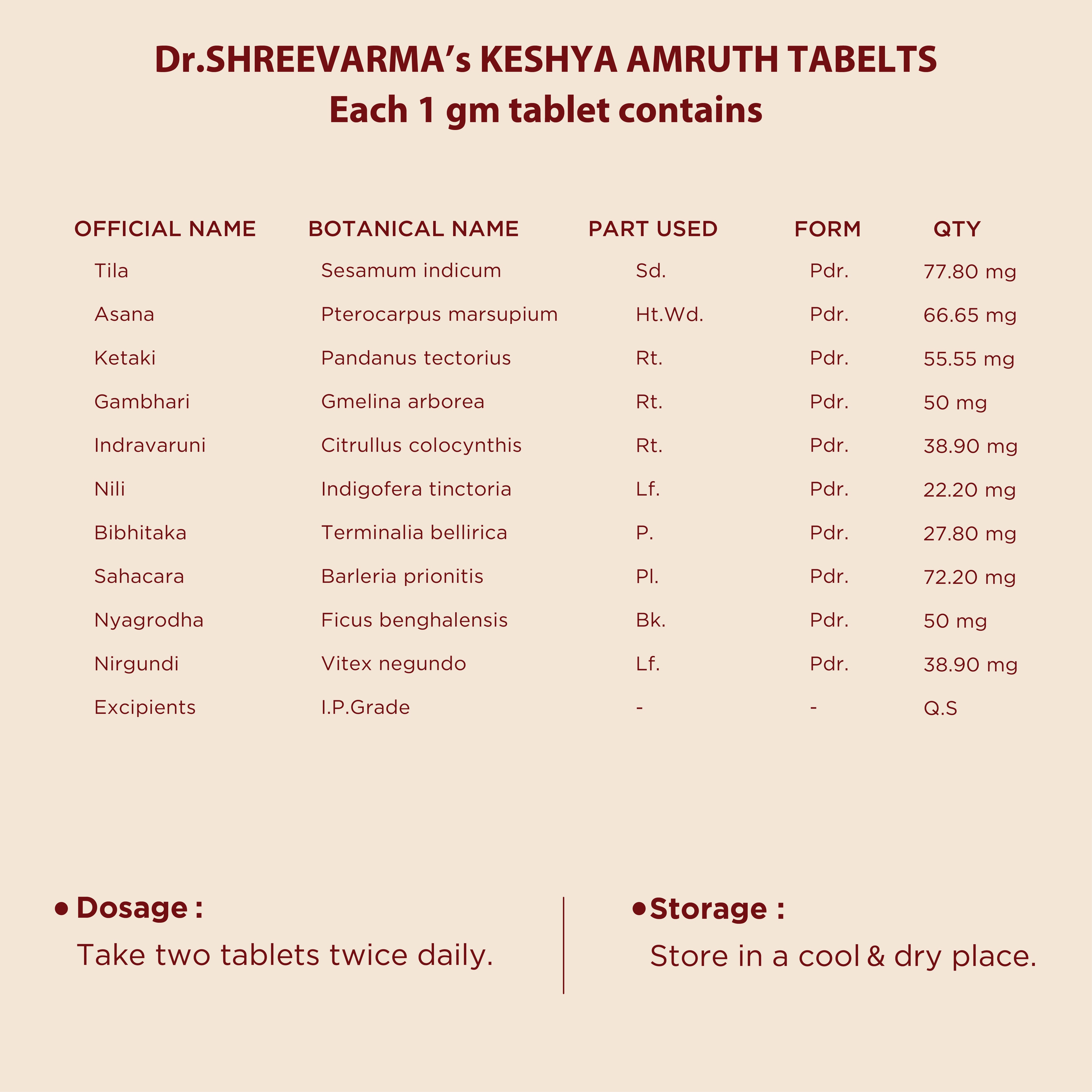 Keshya Amruth Tablet for Hair Growth | Ayurvedic Supplement